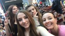 This selfie photo provided by Jyll Elsman, far right, shows Jyll with her daughters Ava Elsman, far left, and Alyssa Elsman, center, with an unidentified family friend taken on the same day Richard Rojas drove his car three blocks plowing through pedestrians in Times Square on May 18, 2017 in New York. Alyssa was killed and Ava was severely injured in the attack. Prosecutors are largely relying on the testimony of victims like Elsman to make a case against Rojas that could put him behind bars for decades. His lawyers are saying he had a mental breakdown that day and had no capacity to understand what he was doing. (Jyll Elsman via AP)