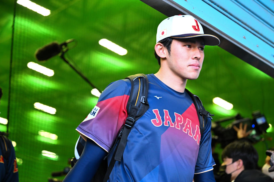 Roki Sasaki, a likely future MLB star, will have a chance to introduce himself to American baseball audiences during the WBC.  (Photo by Kenta Harada/Getty Images)