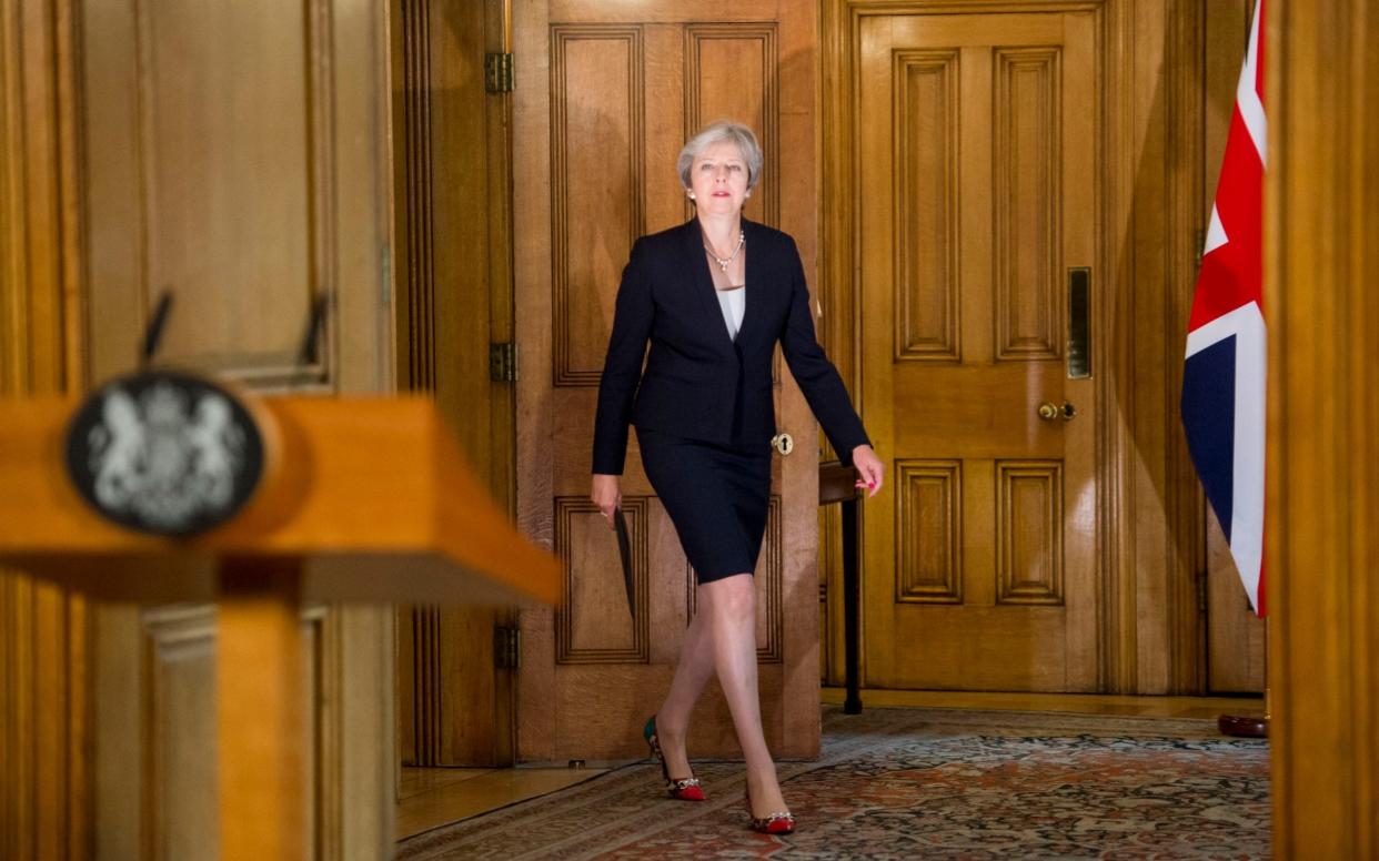 Theresa May makes a statement in Downing Street - Paul Grover for the Telegraph