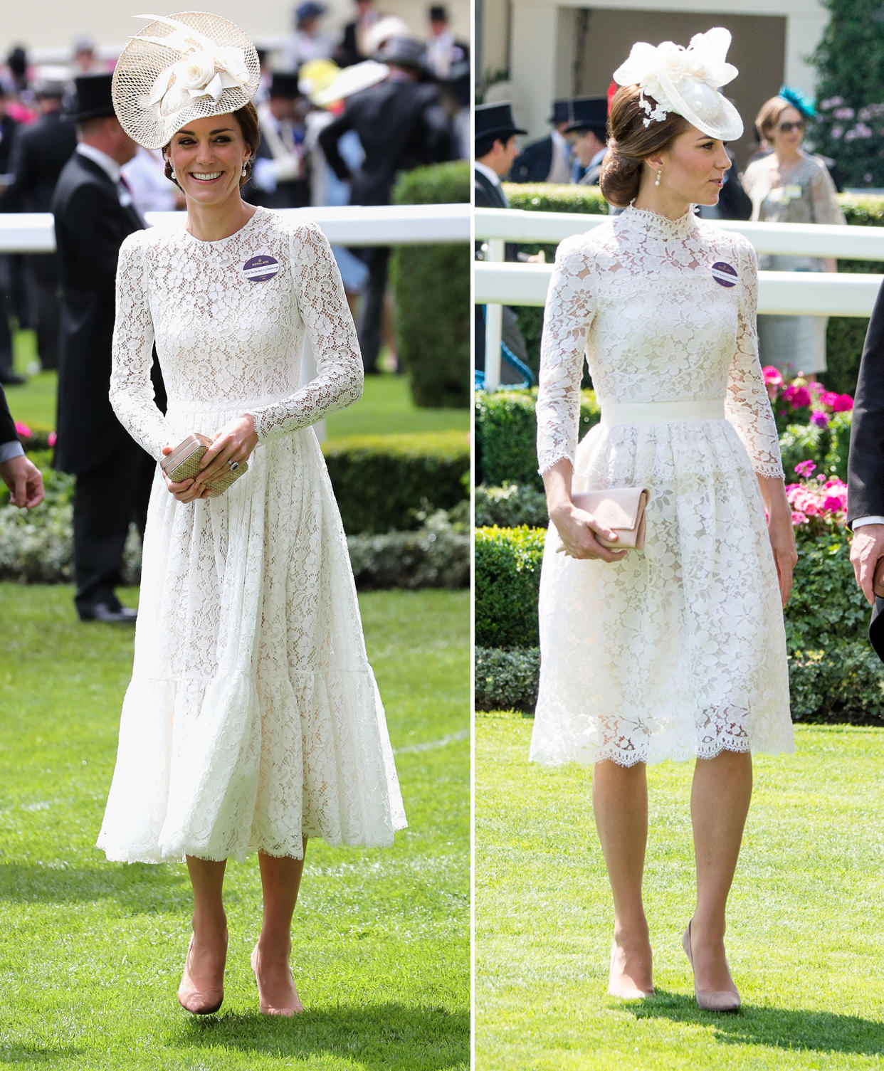 Duchess of Cambridge at royal ascot in white lace