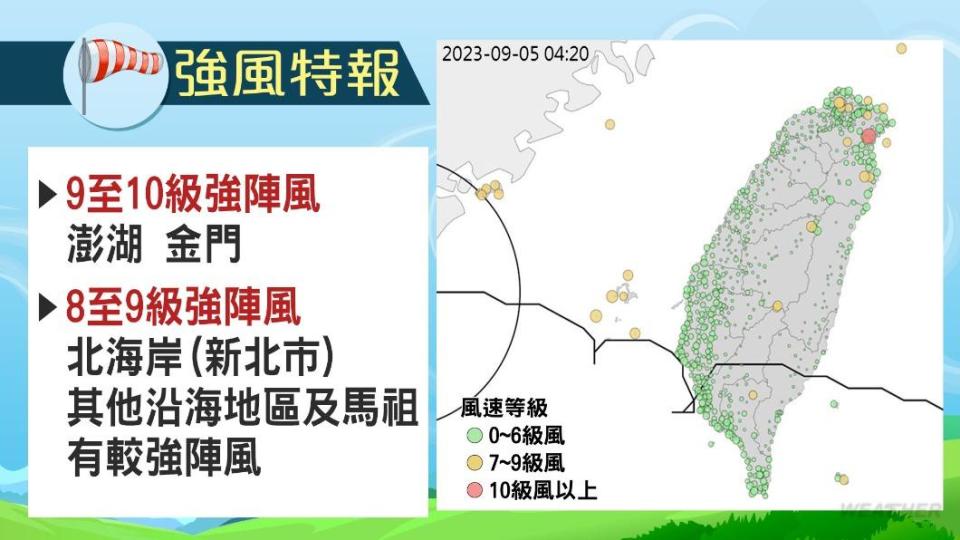 澎湖、金門、媽祖以及北海岸沿海地區需留意強陣風。（圖／TVBS）