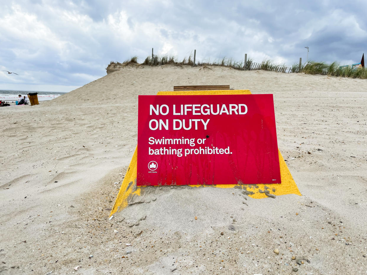 NEW YORK, NEW YORK - SEPTEMBER 05: A sign that reads, 