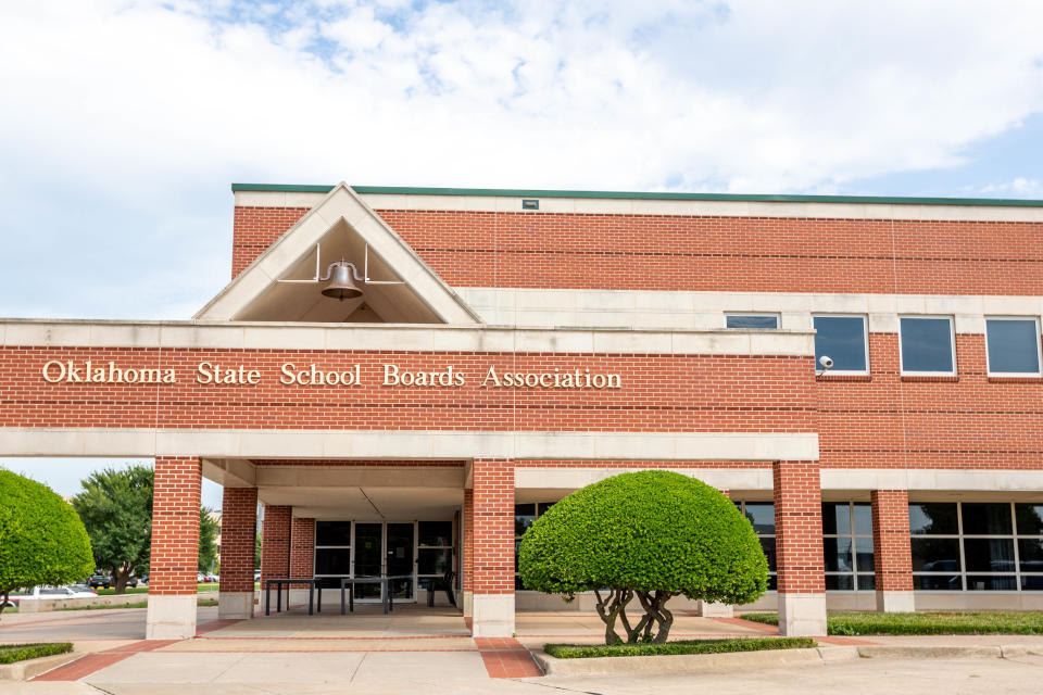 The Oklahoma State School Boards Association building is shown in 2023 in Oklahoma City.