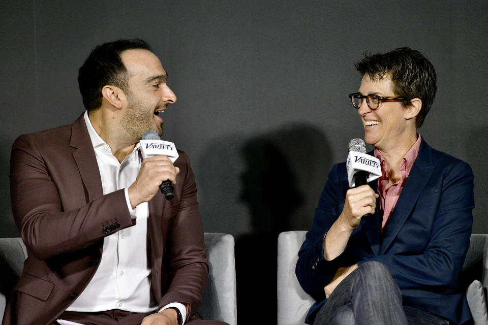 NEW YORK, NEW YORK - AUGUST 02: Ramin Setoodeh, Co-Editor-In-Chief, Variety, and Rachel Maddow (R) speak onstage during the Variety & Rolling Stone Truth Seekers Summit presented by SHOWTIME at Second Floor on August 02, 2023 in New York City. (Photo by Eugene Gologursky/Variety via Getty Images)