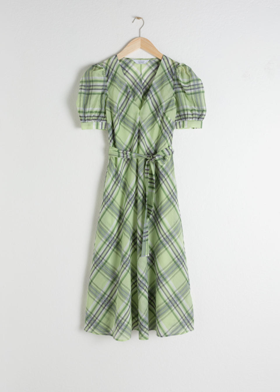 Cotton Silk Blend Plaid Dress