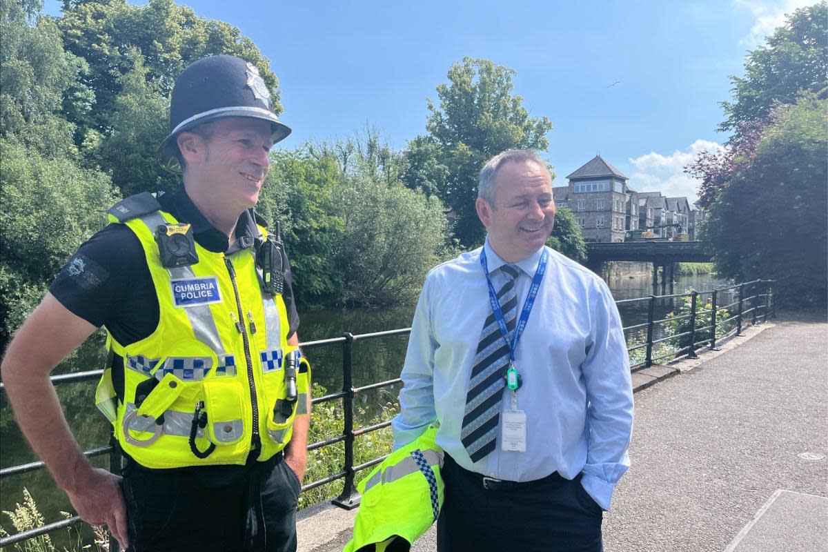 Community Beat Officer PC Ben Lawson and Commissioner David Allen met in Kendal town centre <i>(Image: Supplied)</i>