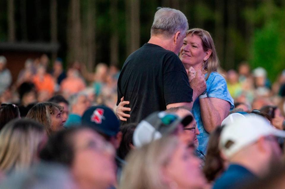 Fans dance during the KC and The Sunshine Band performance at the inaugural show at The Sound Amphitheater in Gautier on Friday, April 12, 2024. Hannah Ruhoff/Sun Herald