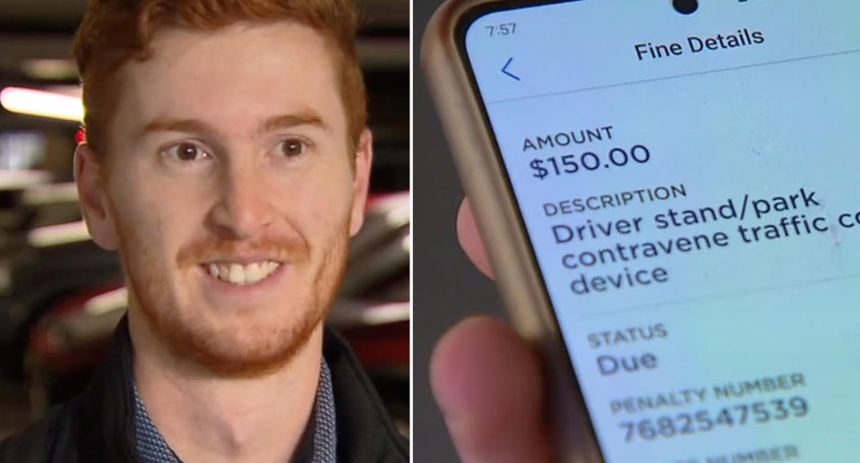 Sydney man parking fines on phone.