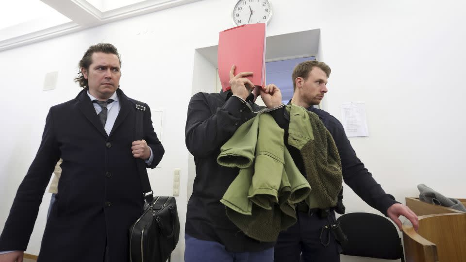 Troy B. attends his sentencing at a court in Kempten, Germany, March 11, 2024. - Karl-Josef Hildenbrand/picture-alliance/dpa/AP