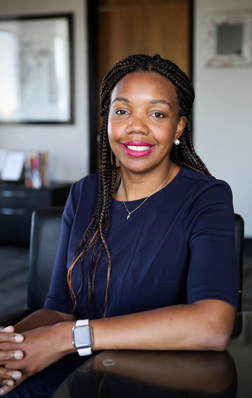 Indianapolis Public Schools Superintendent Aleesia Johnson poses for a portrait at her Indianapolis office on Wednesday, June 17, 2020.