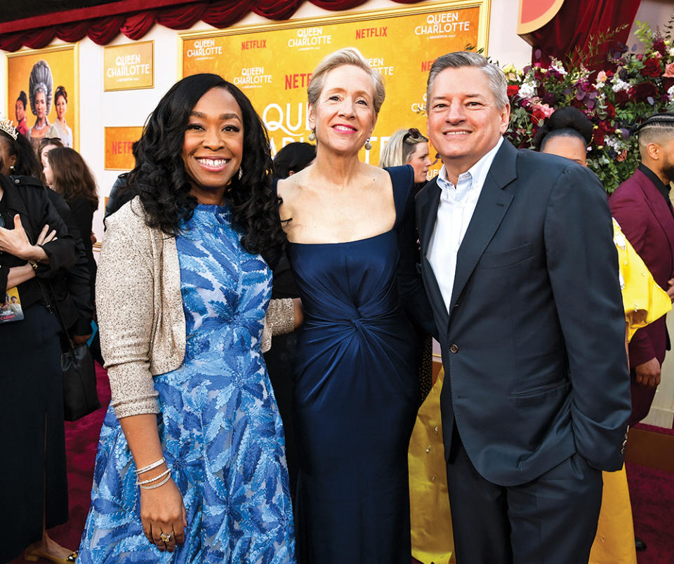 Shonda Rhimes, Betsy Beers and Ted Sarandos