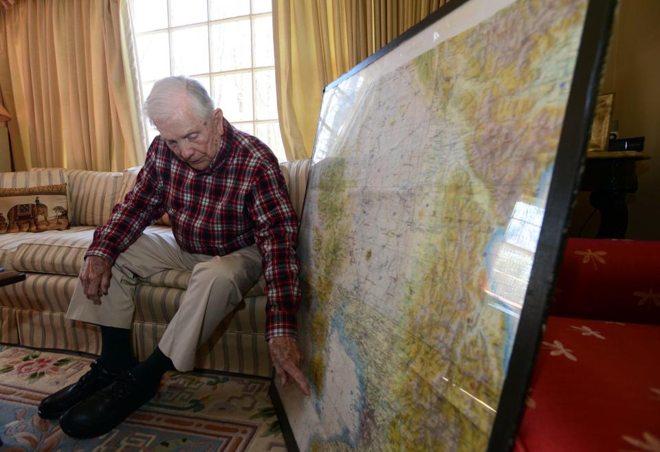 Ben Skardon, a World War II veteran and survivor of the Bataan Death March, speaks about his experiences at his Clemson home on Tuesday.