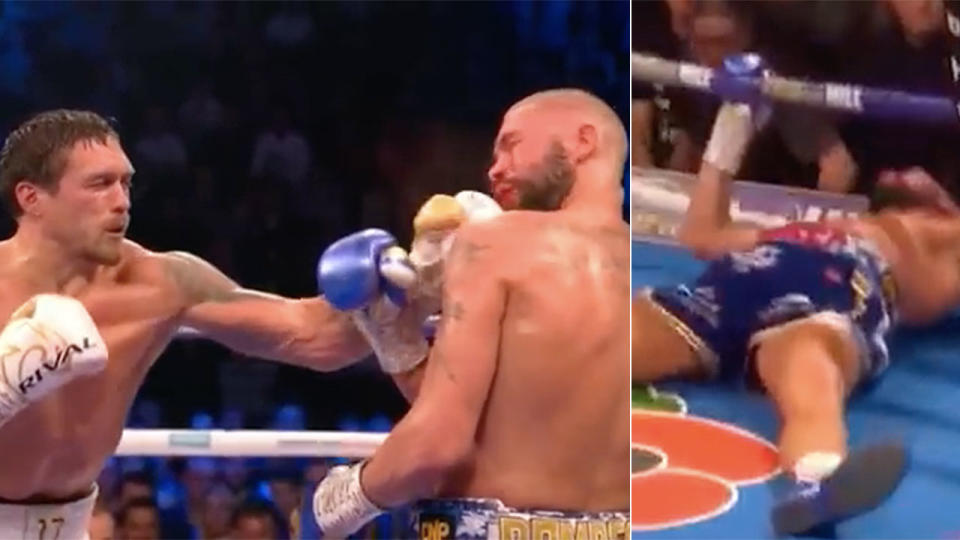 Oleksander Usyk knocked Tony Bellew into retirement. Pic: Sky Sports