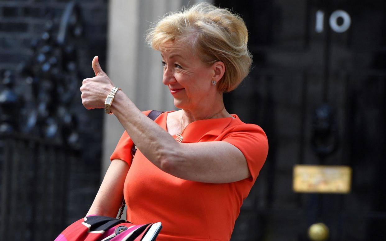 Andrea Leadsom, Lord President of the Council and Leader of the House of Commons, gestures as she leaves No 10 Downing Street in central London on June 11, 2017 - AFP