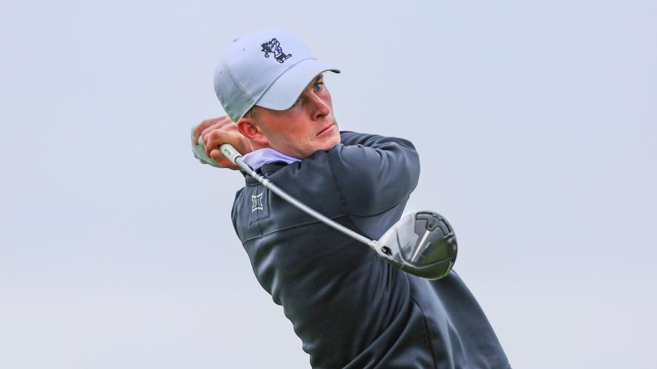 Kansas State golfer Luke O'Neill drives the ball during a tournament on March 13 in St. Simons Island, Ga. O'Neill tied for second Wednesday in the NCAA's Bath (Michigan) Regional to qualify for nationals.