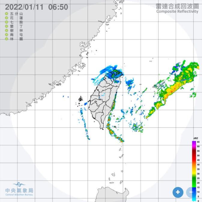 受到華南雲雨區東移影響，今北中南都有機會出現降雨。（圖／中央氣象局）