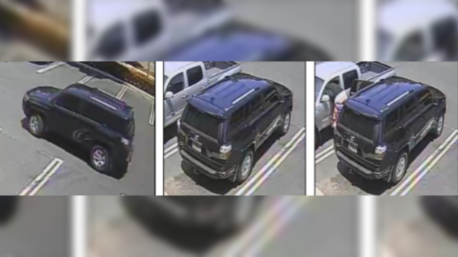 The driver of a “newer model” Toyota 4Runner captured on surveillance video breaking into a vehicle on July 22, 2023 in these images released by the Fontana Police Department.