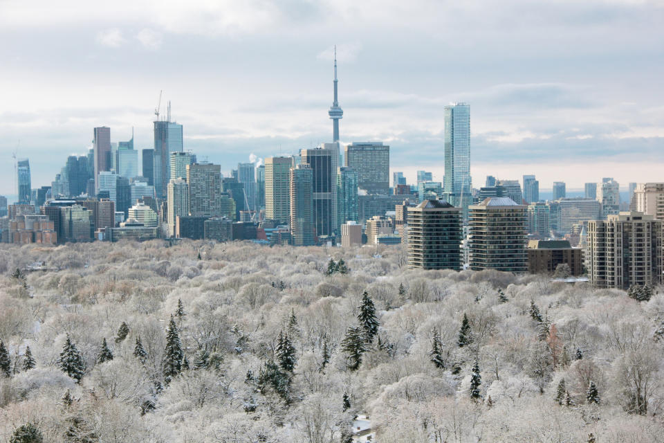 Toronto’s winter skyline. Photo from Getty Images