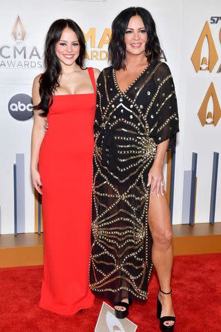 <p>Jason Davis/WireImage</p> Sara Evans (R) and her daughter Audrey (L) at the CMA Awards in Nashville in November 2023
