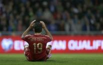 Diego Costa of Spain reacts during their Euro 2016 qualification soccer match against Slovakia at the MSK stadium in Zilina October 9, 2014. REUTERS/David W Cerny