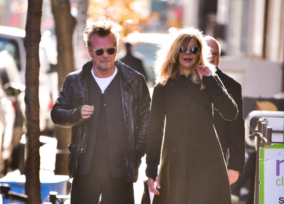 NEW YORK, NY - DECEMBER 03: John Mellencamp and Meg Ryan seen on the streets of Manhattan on December 3, 2018 in New York City.  (Photo by James Devaney/GC Images)