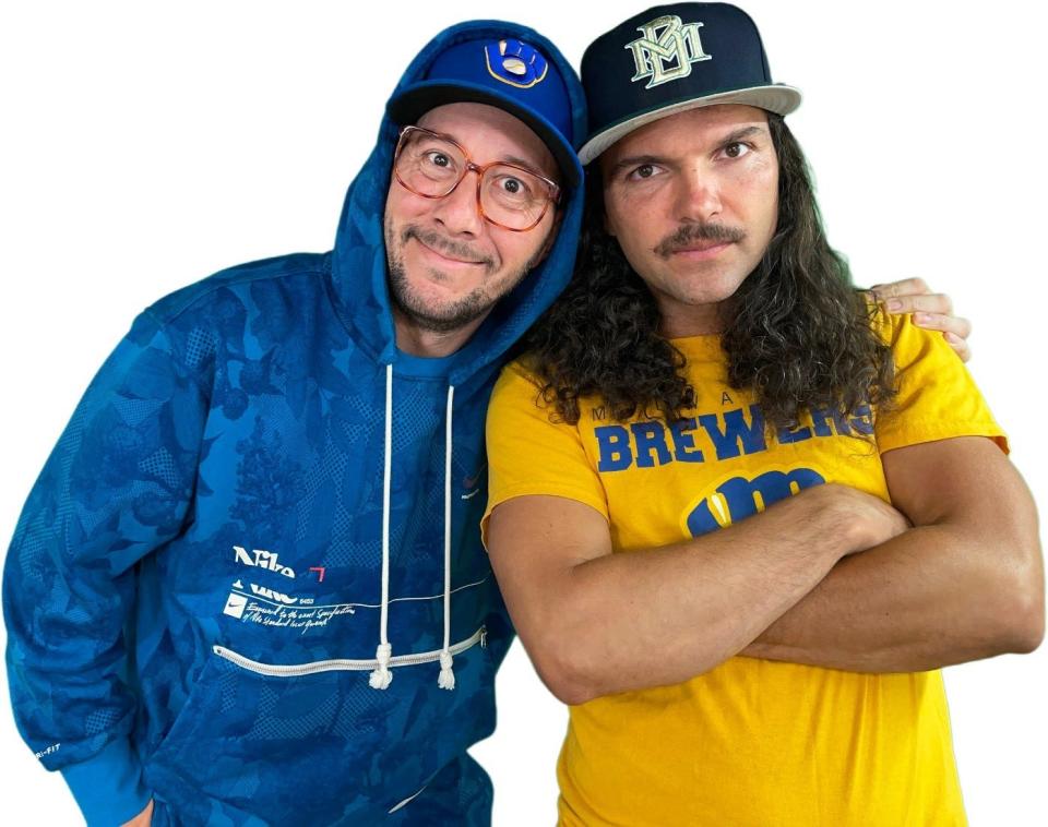 The Crispy Brothers are Tim Crispy, left, of Brookfield, and Curteous, of Wauwatosa. The best friends have been creating song parodies off and on since attending the University of Wisconsin-Milwaukee in the early 2000s.