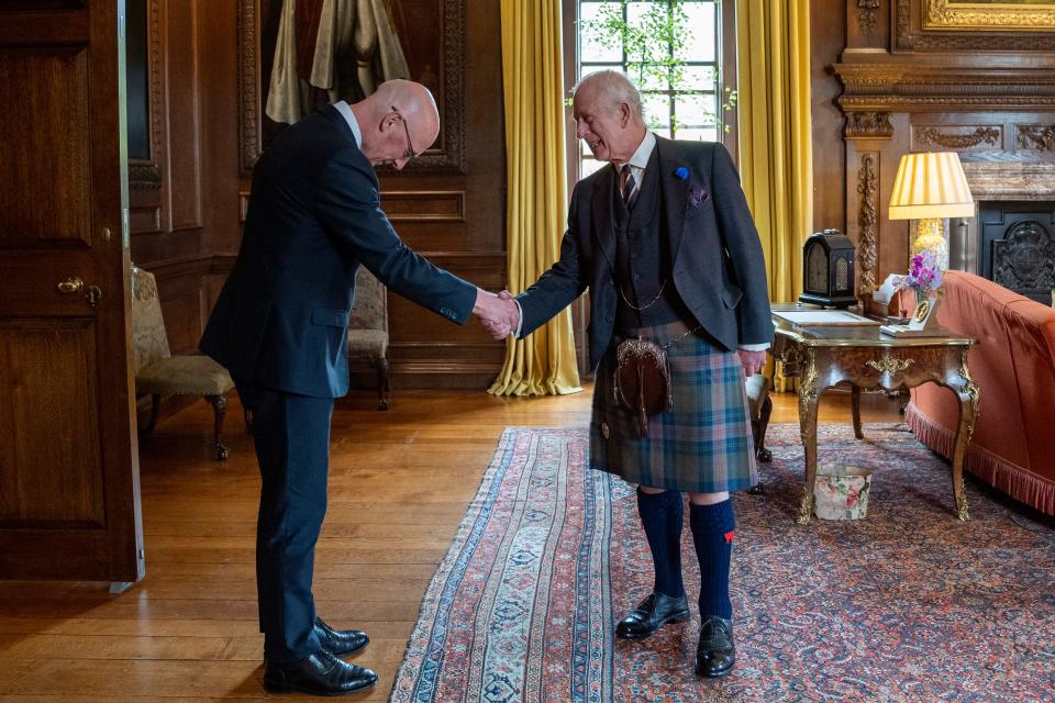 The SNP leader was pictured bowing to the Monarch. (Jane Barlow/PA Wire)