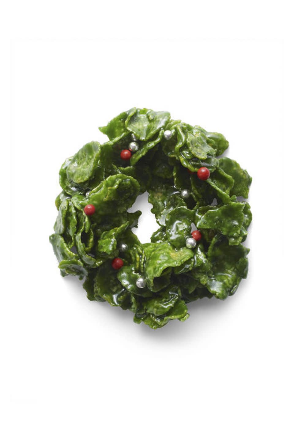 <p>Get creative this holiday season with these adorable and edible wreaths that can be served for dessert and used as delectable decorations.</p><p><a href="https://www.womansday.com/food-recipes/food-drinks/recipes/a12577/crispy-cornflake-wreaths-recipe-wdy1214/" rel="nofollow noopener" target="_blank" data-ylk="slk:Get the recipe.;elm:context_link;itc:0;sec:content-canvas" class="link "><em>Get the recipe.</em></a> </p>