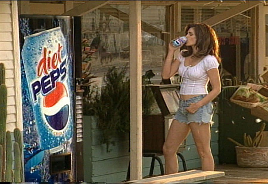 Cindy Crawford stars in the 1992 Super Bowl Pepsi commercial.