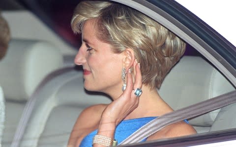 Princess Diana wearing the ring in Sydney, Australia in 1996 - Credit:  Julian Parker/Getty