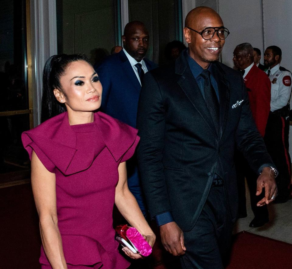 Dave Chappell and his wife Elaine arrive at the Kennedy Center for the Mark Twain Award for American Humour on October 27, 2019 in Washington, DC