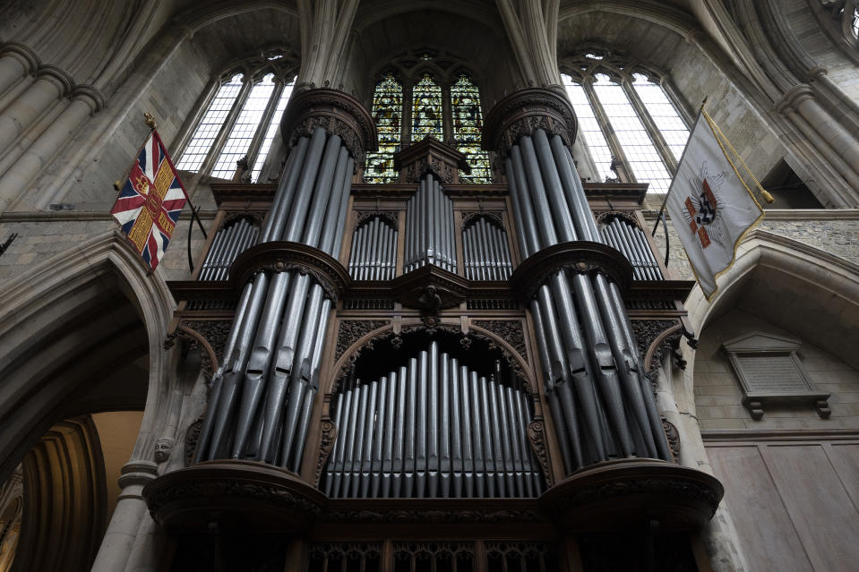 An organ's pipes in Southwark Cathedral