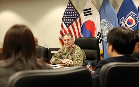 Seoul's decision to terminate a key military intelligence sharing pact with Japan risks sending the "wrong message" to adversaries, said General Robert B. Abrams, commander of United States Forces Korea - Credit: STAFF SGT. MARCUS BUTLER/UNITED STATES FORCES KOREA/AFP via Getty Images