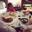 <p>The model, who is traveling in London with husband John Legend and their cute daughter, Luna, shared a pic of the little one dismayed at her hotel’s gourmet eats. “Today’s mood: cannot be pleased,” Teigen noted. That Luna is one tough critic! (Photo: <a rel="nofollow noopener" href="https://www.instagram.com/p/BY6fEwcDQl2/?taken-by=chrissyteigen" target="_blank" data-ylk="slk:Chrissy Teigen via Instagram;elm:context_link;itc:0;sec:content-canvas" class="link ">Chrissy Teigen via Instagram</a>) </p>