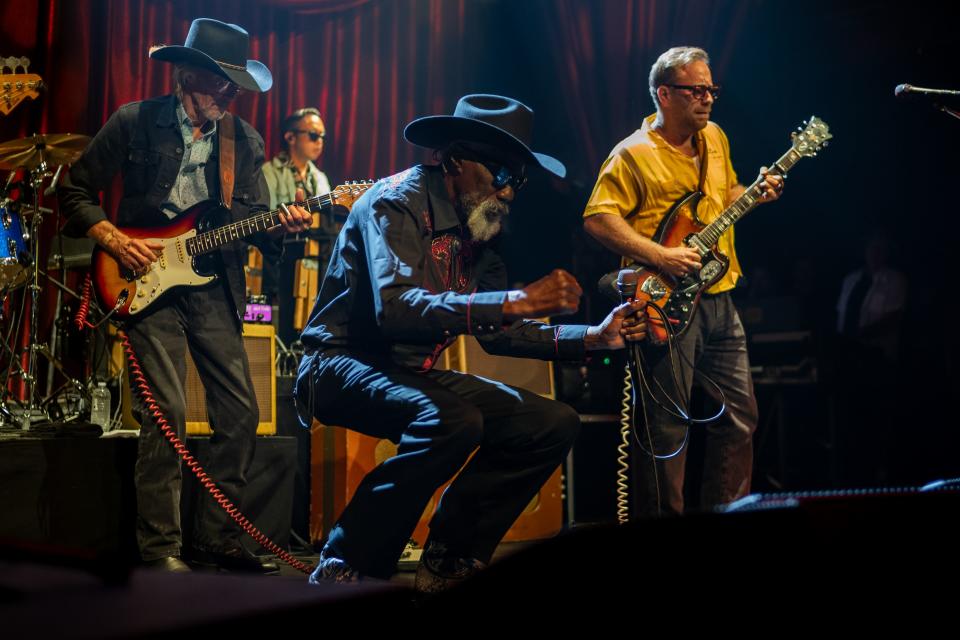 Robert Finley performs during the Tell Everybody! record release show at Brooklyn Bowl in Nashville, Tenn., Wednesday, Aug. 9, 2023.