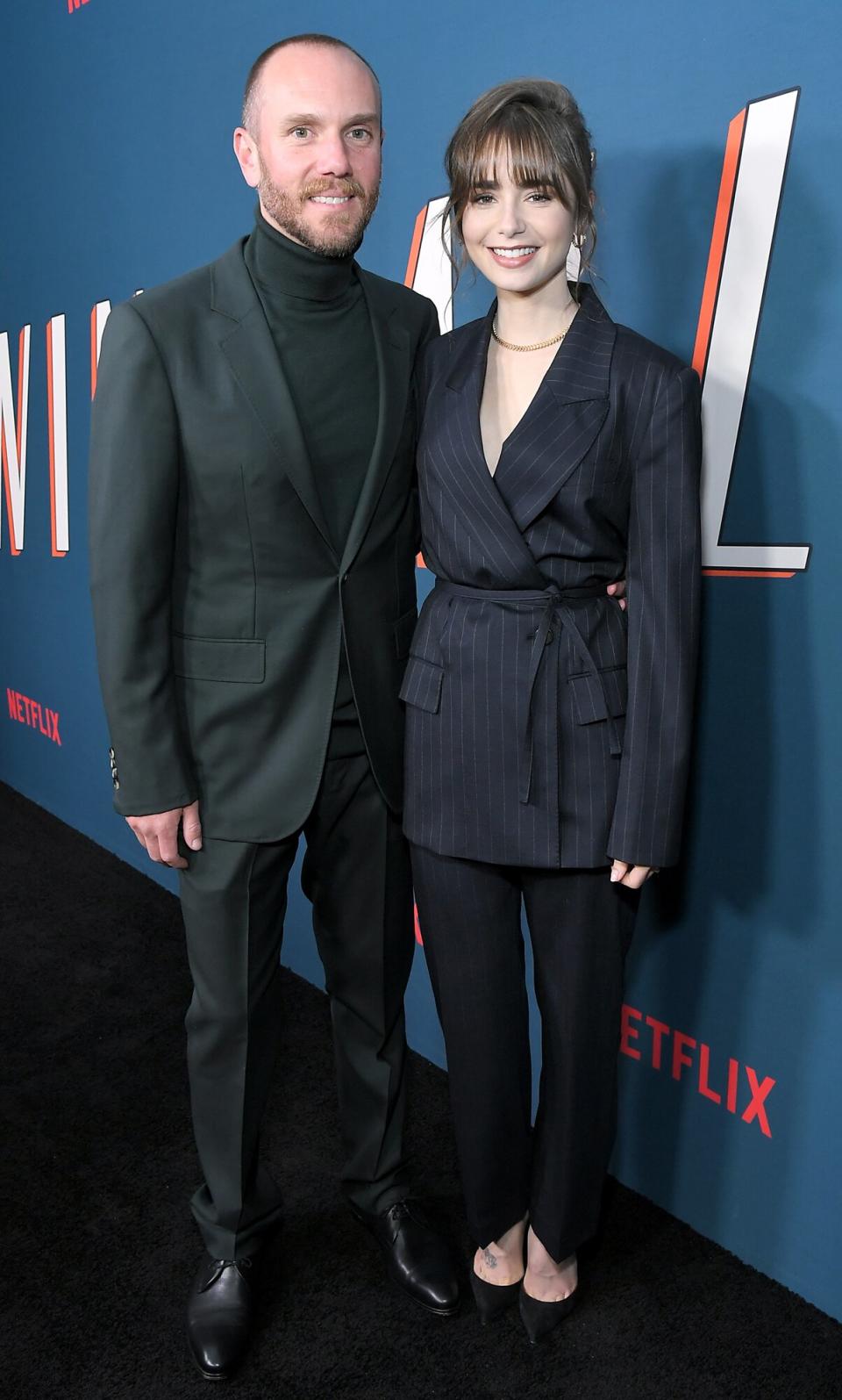 Charlie McDowell and Lily Collins attend the "Windfall" LA Special Screening on March 11, 2022 in West Hollywood, California