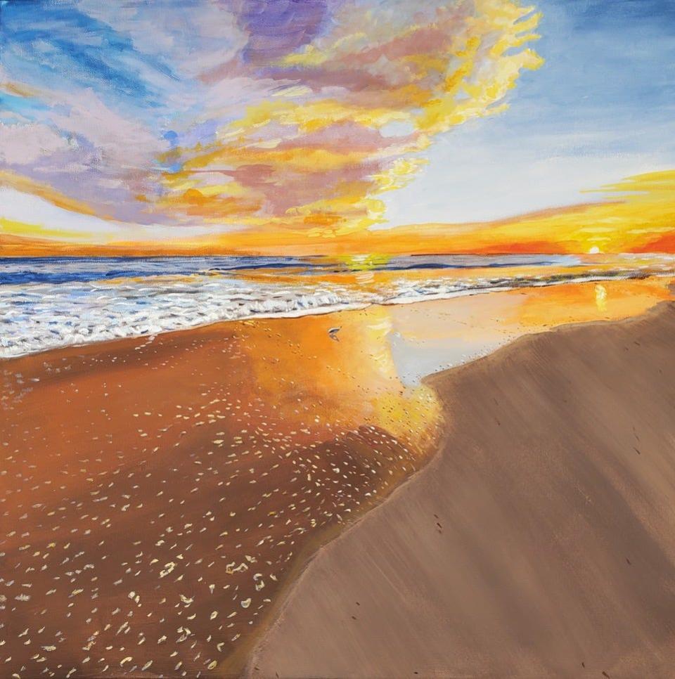 Caswell Beach Sunset painting