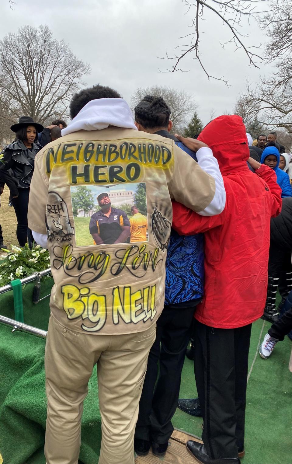 Mourners gather at Crown Hill Cemetery in Indianapolis to say goodbye to Indy Steelers Coach Richard Donnell Hamilton. He was killed Jan. 11, 2023 in a road rage incident, according to Indiana State Police. Hamilton, known as Coach Nell, grew up in the neighborhood where he coached. His mission was to keep kids off the street and away from gun violence.