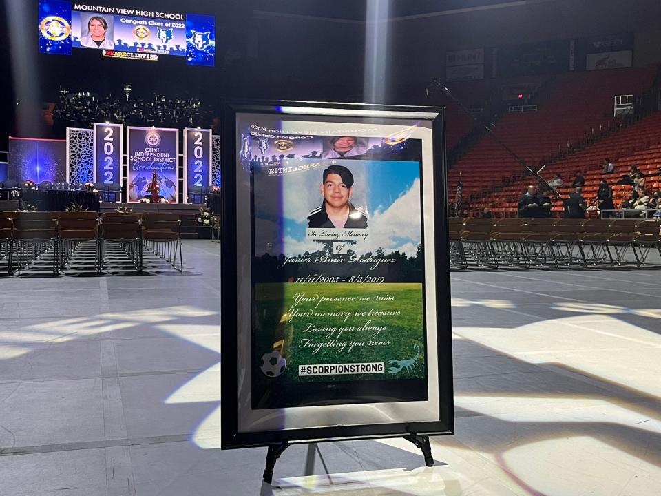 Clint ISD honored Aug. 3 Walmart shooting victim Javier Amir Rodriguez at Horizon High School's commencement ceremony at the Don Haskins Center.