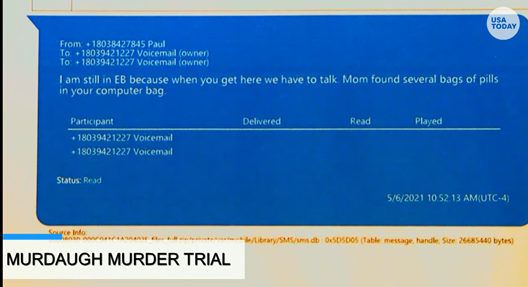 A test message entered into evidence in the Murdaugh double murder trial.