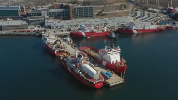 Vessels are seen tied up at the Canadian Coast Guard's port at the Bedford Institute of Oceanography in Dartmouth, N.S.