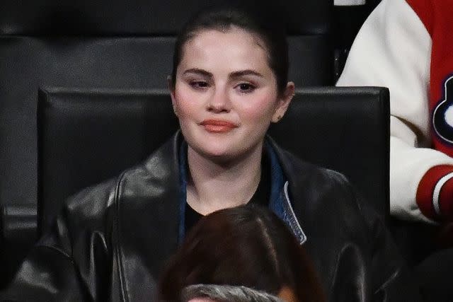 <p>Allen Berezovsky/Getty Images</p> Selena Gomez watches the Los Angeles Lakers on Oct. 30, 2023