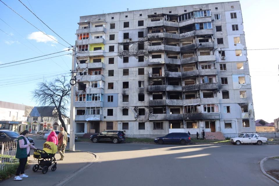 A destroyed apartment block in Borodyanka (Robbie Griffiths)