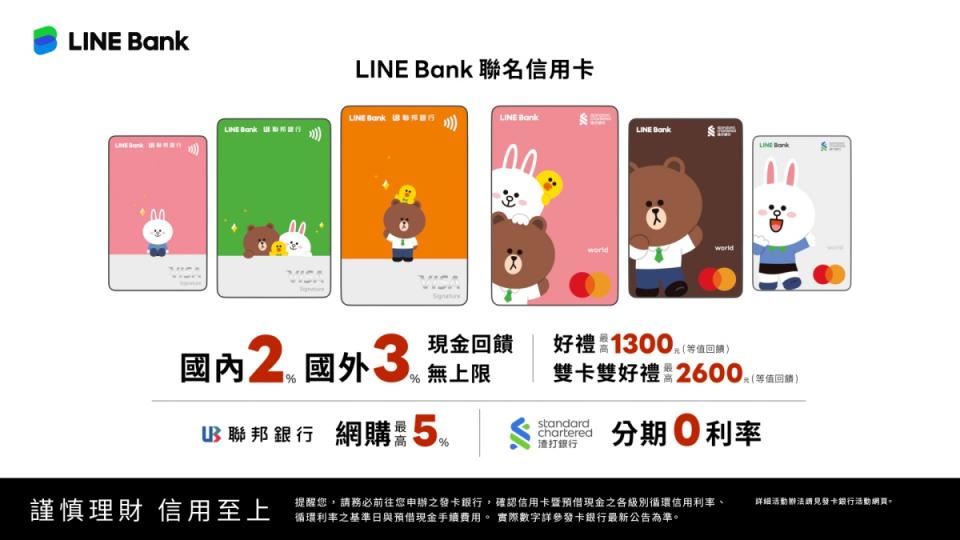 LINE Bank攜手聯邦、渣打合作發行聯名信用卡，更成為全台首家提供證券交割的純網銀