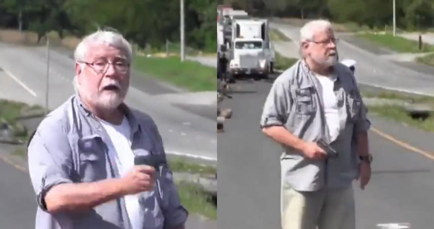 一名77歲老翁肯尼斯（Kenneth Darlington）因為不滿環保人士封路，與對方發生口角，還被嗆聲「你怎麼不開槍？」一氣之下開槍射殺2人。（圖／Twitter／@stillgray）