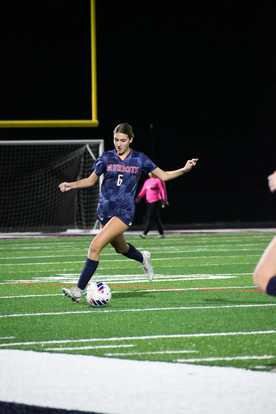 Aubrey Rogers faced Lemon Bay for the girls soccer District 4A-12 title on Wednesday, Jan. 31, 2024. The Manta Rays won 1-0.