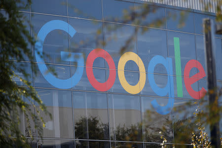 FILE PHOTO: A Google logo is seen at the company's headquarters in Mountain View, California, November 1, 2018. REUTERS/ Stephen Lam/File Photo