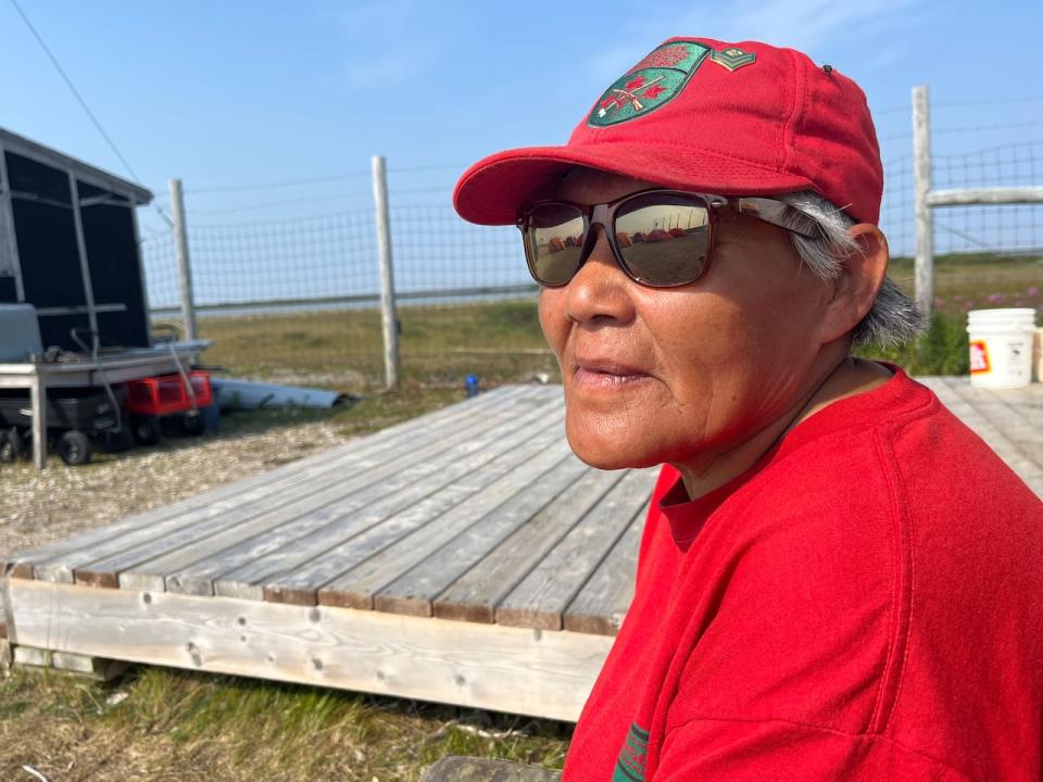 Lizette Denechezhe, a Canadian ranger and Dene elder from Northlands Denesuline First Nation, harvested a caribou during her final morning at the Nester One field station in Wapusk National Park. 'It was a blessing,' she said. 'When it comes closer and closer to you and that animal is very patient with you, then you take that shot.' (Bartley Kives/CBC)