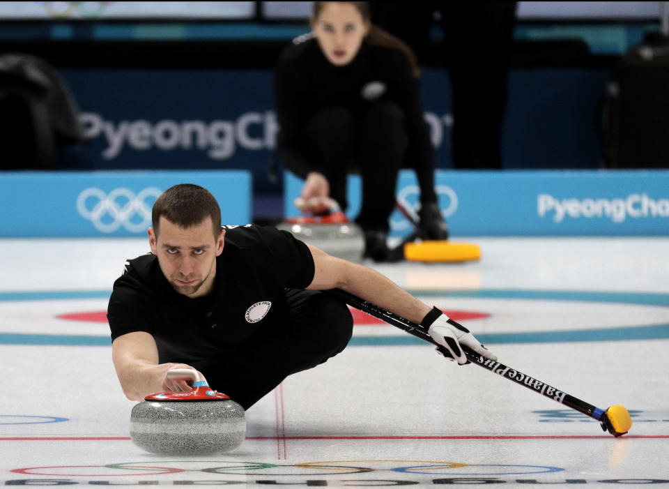 Olympic Athlete from Russia Aleksandr Krushelnitckii practices ahead of the 2018 Winter Olympics. (AP Photo)