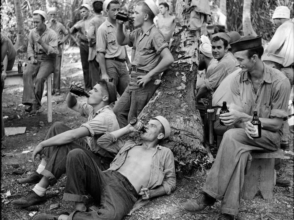 Navy sailors at Mogmog island in Ulithi atoll